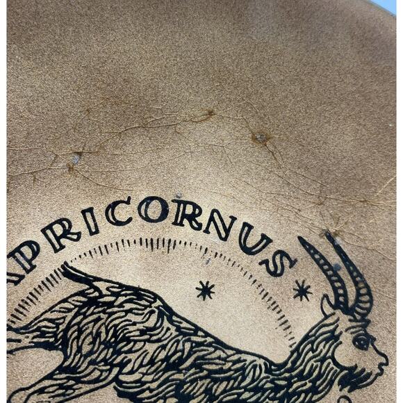 Vintage Enamel On Copper Astrology Zodiac Goat Capricorn Trinket Dish 6” Crazing - Picture 3 of 4